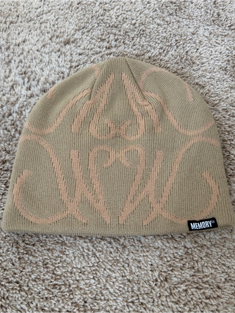 Memory Lane Beanie Tan & Peach